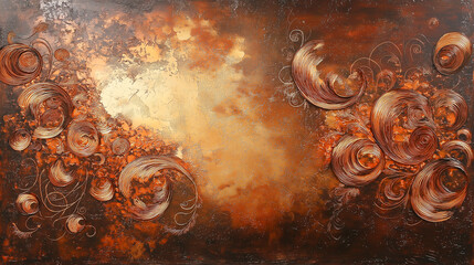 Elegant Abstract Swirl Art with Copper Tones