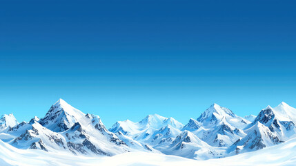 Fototapeta premium A serene winter landscape featuring majestic snow-capped mountains under a clear blue sky.