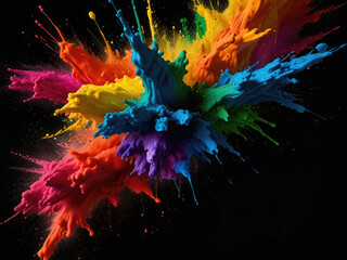 Obraz premium Transparent PNG available explosion of pride rainbow paint isolate on transparency background PNG