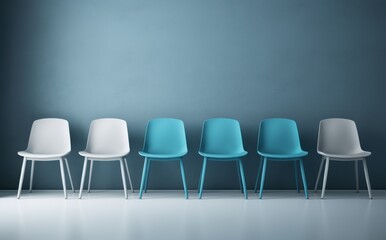 Obraz premium Row of chairs with one odd one out. Job opportunity. Business leadership. recruitment concept.