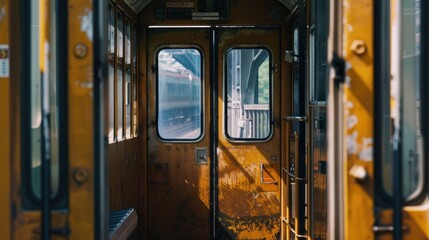 Train door from outside at close range capture from front door