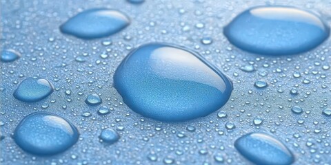 Water Droplets on Blue Surface close-up