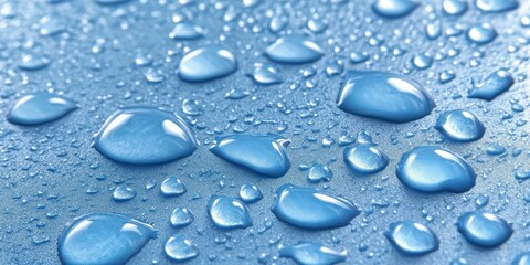 Water Drops on Blue Surface with Vivid Texture