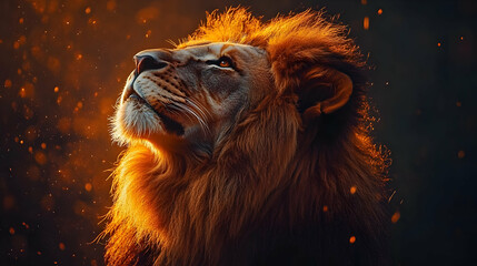Majestic Lion Portrait With Golden Light Photo