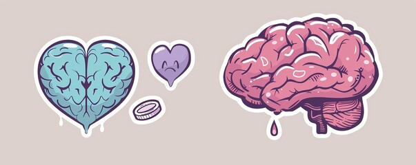 heart and brain stickers.