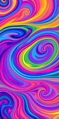 Obraz premium Vibrant and dynamic rainbow swirls on a multi-colored abstract background, illustration, swirls