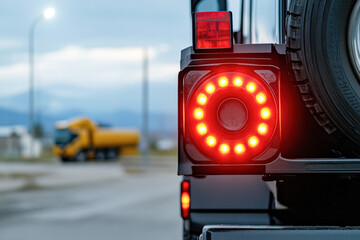 Exploring the intricate design of a vehicle's rear light system a close-up on modern transportation features
