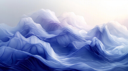 Fototapeta premium Gentle abstract waves in a gradient of blues transitioning from dark to light: Smooth, flowing lines create a gradient effect, transitioning from deep navy at the bottom to pale bl