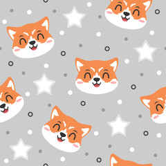 Obraz premium Cute Cat with Star Vector Pattern Fashion Design 