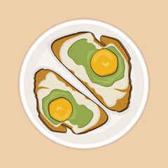 Tasty salmon salad healthy meal, vector illustration 