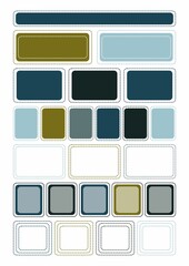 Digital stickers for a daily planner, curly sticker tags, daily notes, blue, black, notepad elements.