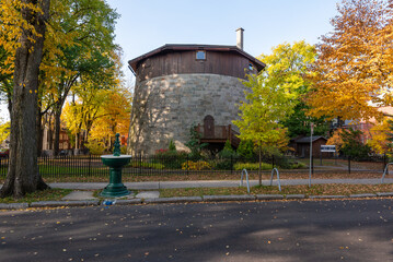 The Martello Tower 2 on the Plains of Abraham battlefields park in Quebec city (Québec City, Québec, Canada)