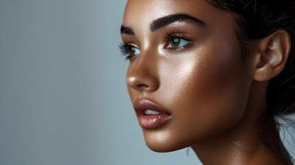 Naklejka premium A woman with a beautiful face and a nice smile