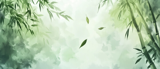 Forêt de bambou en digital art pour écran panoramique