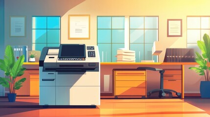 Modern Photocopier Machine in Office Environment