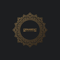 Luxury dark Gold round floral frame design