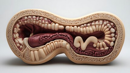 Human Digestive System Anatomy Model   Detailed Cross Section