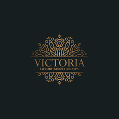 Luxury hotel label template. Trendy vintage royal ornament frames illustration.