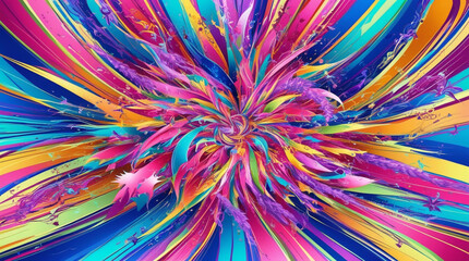 The abstract is colorful with stars.