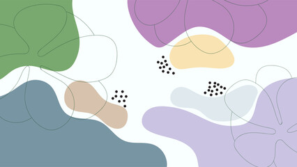 Fototapeta premium ABSTRACT BACKGROUND COLORFUL WITH HAND DRAWN SHAPES WITH FLOWER FLAT DESIGN VECTOR TEMPLATE FOR WALLPAPER, COVER DESIGN, HOMEPAGE DESIGN