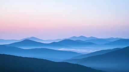 Fototapeta premium Mist Rising from Valley at Dawn on Mountain