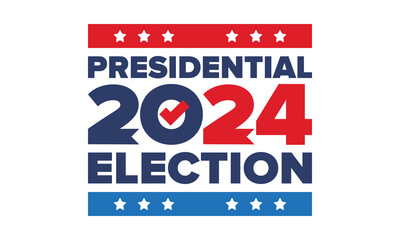 Vote 2024. Presidential Election in United States. Vote day, November 5. US Election. Patriotic american element. Poster, card, banner and background. Vector illustration