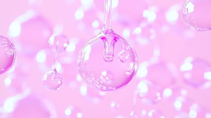 Vitamin drop animation, a vibrant bubble infused with anti-aging properties, rejuvenates pink skin, while ultraviolet rays from sunlight create a radiant backdrop.