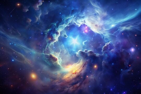 bule gas nebulae in space and sparkling stars	
