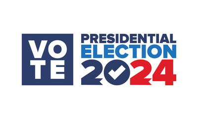 Vote 2024. Presidential Election in United States. Vote day, November 5. US Election. Patriotic american element. Poster, card, banner and background. Vector illustration
