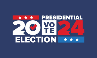 Vote 2024. Presidential Election in United States. Vote day, November 5. US Election. Patriotic american element. Poster, card, banner and background. Vector illustration