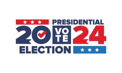 Vote 2024. Presidential Election in United States. Vote day, November 5. US Election. Patriotic american element. Poster, card, banner and background. Vector illustration