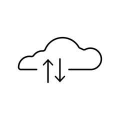 Cloud data and technology rounded  line icon on white
