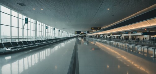 Empty Airport Terminal with Walkways