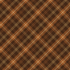 Plaid with twill weave repeat pattern.Gingham seamless pattern in brown.Checkered tartan Geometric graphic vector illustration background design for fabric and print.