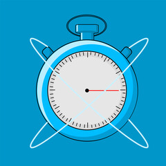 Stopwatch flat icon for apps and websites. stopwatch illustration with shadow isolated on blue background.