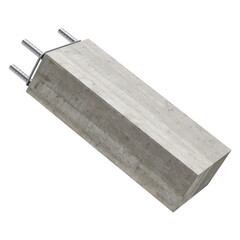 3D Reinforced Concrete Pillar with Steel Rebar on Isolated Background