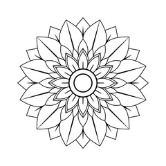 Beautiful Sunflower Mandala Coloring Book Design Nature Theme, Relaxing Adult Art Therapy