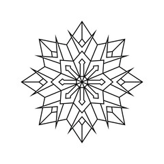 Snowflake Mandala Design for Coloring Book Winter Inspired, Intricate and Relaxing Art