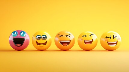 Vibrant and expressive emoji illustrations featuring detailed facial features