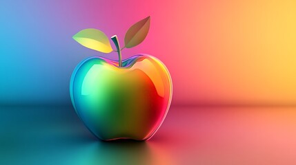 Obraz premium Vibrant apple fruit logo with modern colorful gradient effect design