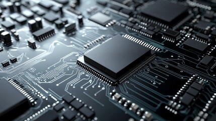 semiconductor chip on top of circuit diagram, 