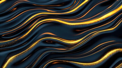 A mesmerizing abstract image featuring flowing, wavy lines in shades of dark and golden hues, creating a dynamic and elegant texture.
