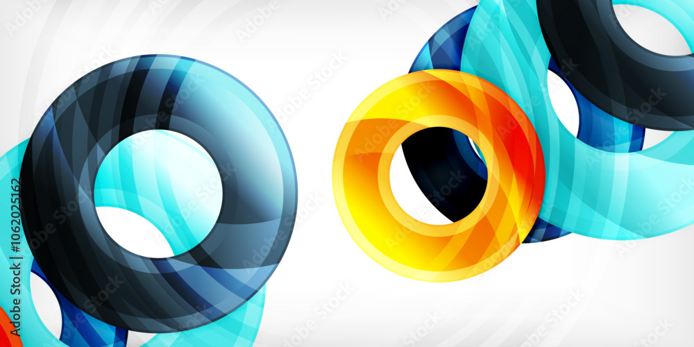 Aufkleber bright colorful circles with light effects. abstract background