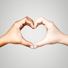 Obraz premium Two hands forming a heart on a white background