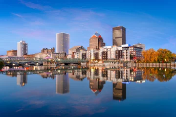 Fotobehang New York Rochester, New York, USA on the Genesee River at blue hour.  © SeanPavonePhoto