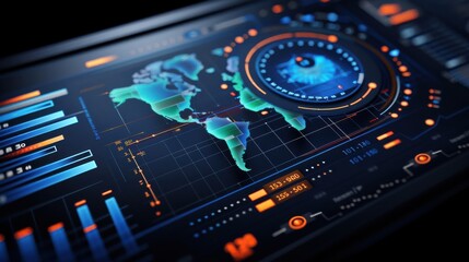 Fototapeta premium Futuristic Interface Holographic Projections Data Visualizations Science Fiction Technology Development Advanced Analytics Space Exploration Digital Expertise AI Cybersecurity.