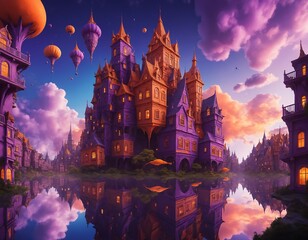 surreal cityscape of imagination