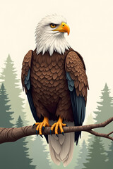 Obraz premium Bald eagle sitting on a branch