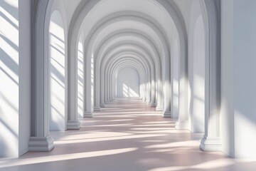 Fototapeta premium Simple corridor inside the white building