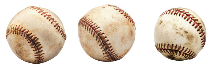 Set of baseball resting isolated on a transparent background